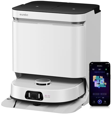 Eureka J15 Pro Ultra Robot Vacuum & Mop, 16200Pa, FlexiRazor™ Anti-Hair Tangling, AI Obstacle Avoidance & Voice Control, 75℃ Self-Cleaning