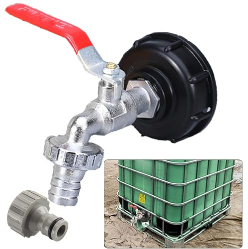 Adaptador de Tanque IBC, Accesorios de 1,27 cm, Adaptador de Tanque IBC para Tanque de Almacenamiento de Agua S60x6, Conector de Manguera de Jardín, Repuesto de Piezas de Montaje de Válvula