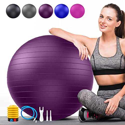 Soft Palla da Pilates Grande, Anti-scoppio Fitball Sostegni 2200lbs, Fit Ball Palloni w/Pompa, Yoga Softball per Fitness Ginnastica Gravidanza Ritmica Fisioterapia Bambina (Ufficio & Casa &Scuola)