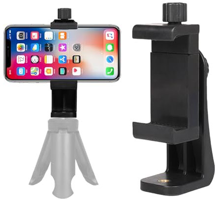 Mobile Phone Tripod Mount Holder Adapter Bracket with 360° Rotation and 180° Tilts, Universal Smartphone Clamp for Ring Light Live Streaming, Compatible with i-Phone, Samsung, and All Smartphones