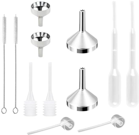 BOPRKTM 10 Stück Aluminium Mini-Trichter aus Metall Trichter-Set, Kunststoff Tropfflasche zur Aufbewahrung von ätherischen Ölen, kleine Flasche, Kosmetik, Sand
