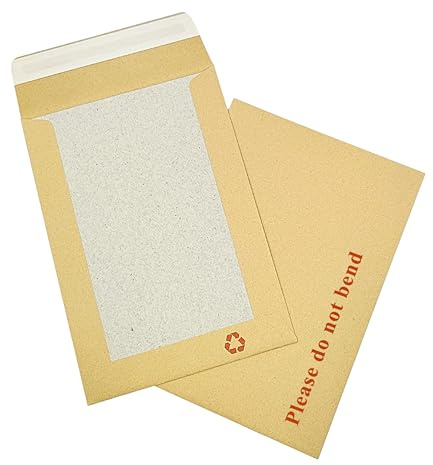 Double Dragon 50er-Pack A3 C3 Manilla Hartkarton-Rückwand-Umschläge | 458mm x 324mm | Mit Aufdruck „Bitte nicht biegen“ | Gepolstert & Manipulationssicher | Selbstklebender Verschluss