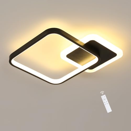 Comely led lámpara de techo Dimmbar con control remoto, 20W cuadrado 33x33cm, acrílico negro, moderno sala de estar corredor lámpara de techo