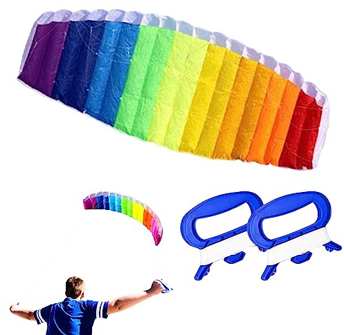 Regenbogen-Lenkdrachen, 1, 4 m, Doppelleinen-Powerdrachen, Flugwerkzeuge, Regenbogen-Lenkdrachen für Sport (Leine, zufällige Farbe), Kinderdrachen, Powerdrachen, Fallschirmdrachen, Drachen für Erw