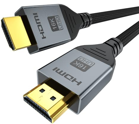 DGHUMEN Cavo HDMI 2.2 1 m, 96 Gbps Ultra ad alta velocità, 16 K@60 Hz, 8 K@240 Hz, 4 K@480 Hz, eARC, HDR10 +, Dolby Vision, HDCP 2.3, per Gaming HDMI 2.1, per schede grafiche, PS5, Xbox, monitor