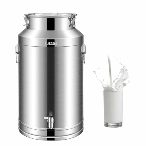Bidone Del Latte Commerciale in Acciaio Inossidabile Con Erogatore A Rubinetto E Coperchio Sigillato A Tre Blocchi - Qualità Alimentare, Trasporto/stoccaggio A Prova Di Perdite - 15L, 20L, 28L, 35L