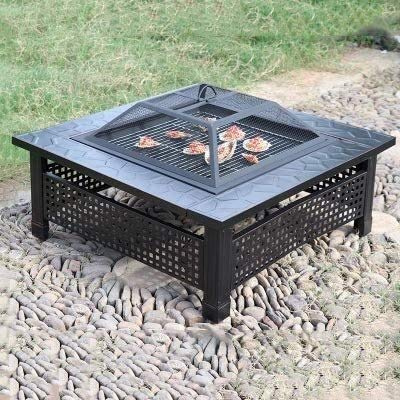 ZJFHEYUO Feuerstellen für den Außenbereich, Holzfeuerstelle für den Außenbereich, multifunktionale Feuerschale für die Gartenterrasse, Grillfeuer für Garten, Camping, Picknick im