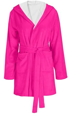 Accappatoio da donna in flanella, accappatoio corto con cappuccio, morbido accappatoio in morbido peluche, altamente assorbente, a maniche lunghe, caldo accappatoio per casa, palestra, spa e hotel