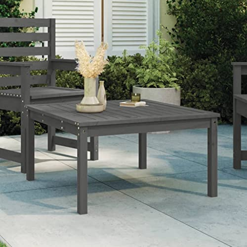 HaoChrymec Gartentisch Grau aus Massivholz Kiefer, Stabiler Rahmen, Wetterfest für den Außenbereich, Beistelltisch Garten, Balkon Tisch, Loungetisch Outdoor, 82.5x82.5x45 cm
