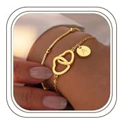 TINGN Armband Damen Gold, Herz Armband Kinder Mädchen, Personalisiertes Layered Armbänder mit Buchstaben A-Z, Personalisierte Geschenke Frauen Mädchen, Trauzeugin Geschenk, Goldschmuck Damen