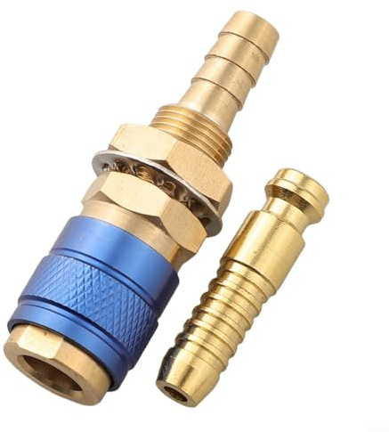 & Wasser-Schnellverbinder 8 mm für WIG-Schweißmaschinen 12/18/20/27, Messing-Schlauchkupplung mit 12 mm Gewinde, 6 Stück, kompatibel mit Metern (blau)