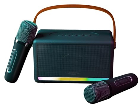 Buhdjfnke Macchina per Karaoke per Bambini Adulti Mini Altoparlante Karaoke Bluetooth Portatile con Microfono Wireless Luce LED per Banchetti,C