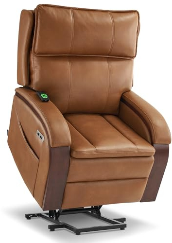 ELEGUE Fernsehsessel/Relaxsessel - mit Elektrisch Aufstehhilfe für Senioren; Verstellbare Kopfstütze; mit Massage-/ Wärme-/Liegefunktion; USB & TYP-C Anschlüsse (Braun)