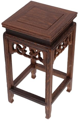 CVUTOVO Foot Step Stool Stools Dark Brown Wood Rectangular Rustic-style Plant Stand Wood Modern Planter Holders Large Capacity Ease of Cleaning Suitable for Balconies and Desktops