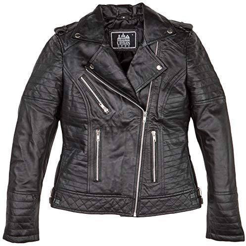 Urban Leather UR-203 Michelle Fashion Chaquetas de Cuero para Damas, Negro, Talla 2XL