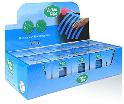 VetkinTape® Displaybox | 10 Kinesiotape Rollen für Tiere (6 cm x 5 m) | Kinesiologie Tape für Pferde und Hunde | Kinesiotapes für Tierärztliche Zwecke | Blau