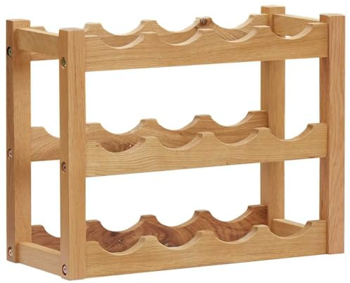 vidaXL Botellero para 12 Botellas Vinoteca Mueble Armario Estante Organizador Portabidones de Vino para la Colocación Madera Maciza de Roble