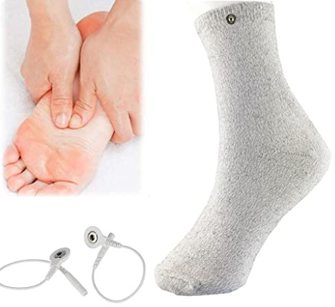 Zyxdk 1 Paar Fußmassagegerät - Leitfähige Socken, Elektroden-Physiotherapie Mikrostrom Socken zum Durchblutung Verbessern, Schmerzen Lindern (Color : Grey)