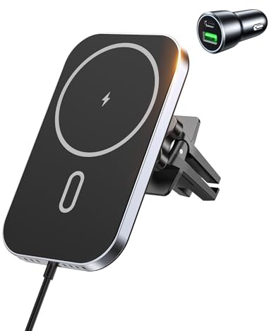 Mukiya for MagSafe Car Mount Charger with Adapter, 360° Rotation Magnetic Wireless iPhone Car Charger for Air Vent, Compatible with iPhone 17/16/15/14/13/12 Series, Gifts for Husband/Men