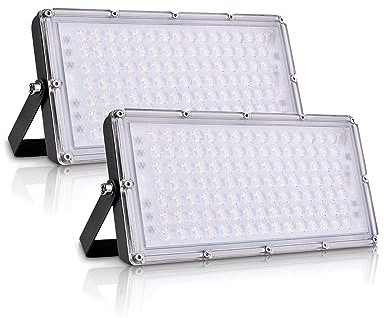 Sararoom LED Strahler Außen 100W, 10000LM Superhell Scheinwerfer, 3000K Warmweiß Flutlicht Mit 105 LEDs - IP65 Wasserdicht Außenstrahler Fluter für Garten Auffahrt Garage Terrasse