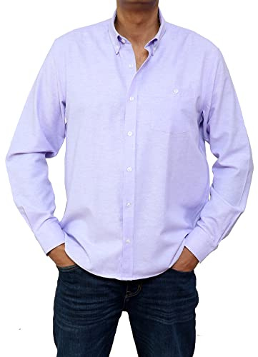 Brooklyn Imports LTD Camicia da uomo Oxford Smart Button Down classica manica lunga con risvolto per lavoro formale, Oxford Lilla, XL