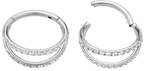 365 Sleepers (10mm) Titanio unisex doppia gemma anello segmento incernierato elica trago setto clicker naso labbro orecchino ad anello body piercing gioielli