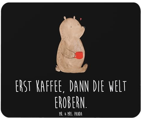 Mr. & Mrs. Panda Mousepad Bär Kaffee - Geschenk, Guten Morgen, Mouse Pad, Bären, Teddy, Mauspad, Laptop, Motivation, Coffee, mousematte