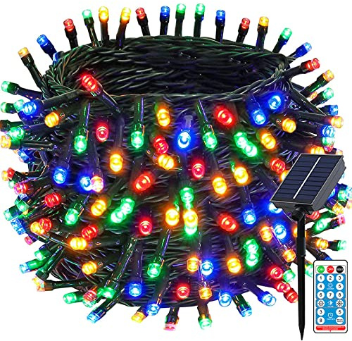 Meision Solar Lichterkette Außen 20m 200LEDs Lichterkette Weihnachten LED Outdoor Lichterkette mit 8 Modi + Timer + Fernbedienung Solarlichterkette Wetterfest für Garten, Balkon, Hochzeit, Bunt