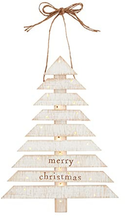 Mud Pie Beleuchteter Türhänger aus Blech, Weihnachtsbaum, 55,9 x 38,1 cm