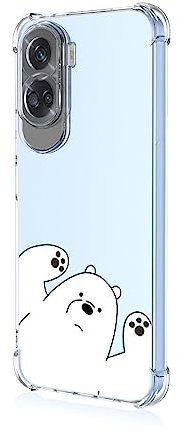 BORYA Case for Honor 90 Lite 5G, Shockproof TPU Bumper Clear Ultra Thin Soft Silky Premium Silicone Cover with Cute Elegant Simple Pattern, Polar Bear
