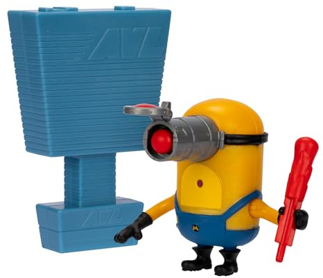 MINIONS Ich – Einfach unverbesserlich 4: Scharf schießender Mega Mel – Actionfigur, Drücke auf Mels Kopf, um seinen Blaster abzufeuern. Sammle alle 5, Unterschiedliche Funktionen und Zubehörteile