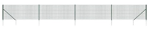 vidaXL Clôture en Treillis Métallique et Piquet d'ancrage, Panneau de Clôture Décoratif, Barrière de Protection Jardin Patio Extérieur, Vert 1x10 m