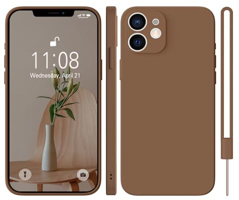 KPPIT Silicone Case Compatible with iPhone 12 6.1 inch protective case, Ultra Slim Soft Gel Anti-Scratch,Microfiber Lining,Rubber Shockproof Case Cover for iPhone 12 Brown