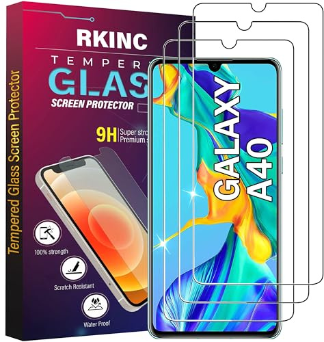 RKINC 3 Stück, Panzerglas Schutz Glas für Samsung Galaxy A40 (SM-A405F), Panzer HD Displayschutzfolie, 0,33 mm kratzfest, splitterfrei, blasenfrei, lebenslangeGarantie