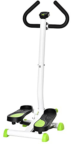 HOMCOM Máquina de Step Stepper con Pantalla LCD 55x44x108 cm Blanco y Verde