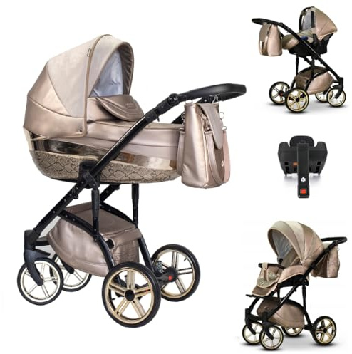 Elcar Kinderwagen-Set 5 in 1 Vip Lux inkl. Sportsitz, Autositz und Iso Base - Canyon
