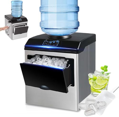 Machine à GlaçOns, Distributeur D'Eau + Machine à GlaçOns 2 En 1, Machine à GlaçOns Domestique/Commerciale En Acier Inoxydable, 160 W, 25 Kg/24 H, Stockage De Glace : 1,5 Kg/150 PièCes