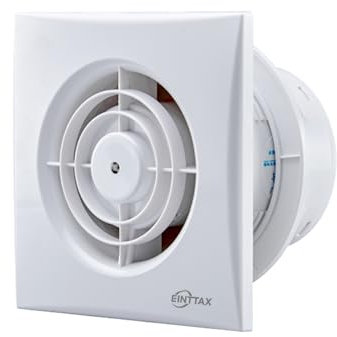 EINTTAX 4 Inch 100mm Bathroom Extractor Fan, 12W Silent Bathroom Fan, Airflow 130m³/h, Wall/Window Mounted Extractor Fan for Kitchen, Toilet, Garage, Attic Ventilation, 34 dB, White (No Timer)