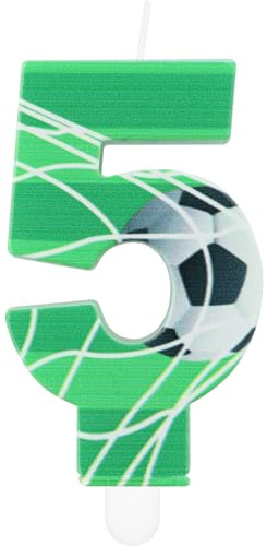 Velas de cumpleaños con números de fútbol, vela de cumpleaños número 5 para pastel, decoración de fiesta de cumpleaños temática de fútbol para niños, decoración de fiesta de cumpleaños, bola verde,