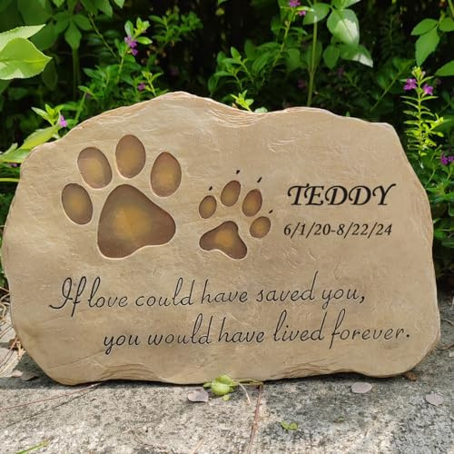 Generisch Personalisierte Haustier Memorial Garten Stein Haustier Graver Marker für Hund gravierte Haustier Pfote druckt Katze Memorial Stein Memorial Plaketten für Hund Memorial Grabstein im Freien