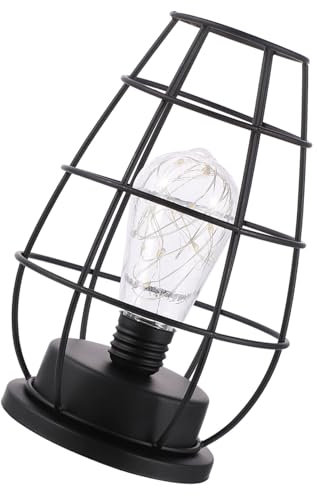 ULDIGI Metall Tischlampe Käfig Stil Led Nachtlicht Batteriebetrieben Rostbeständig Kompakt Für Wohnzimmer Schreibtisch Dekoration
