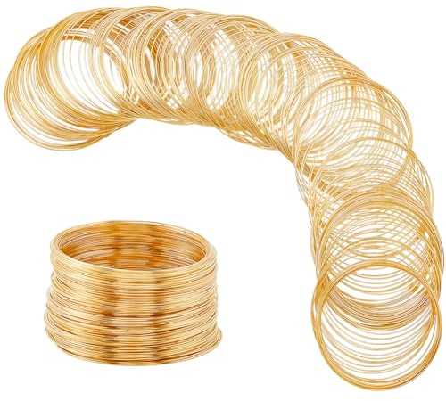 SOFPLATE 500 bucles Calibre 22 pulseras de Alambre de Memoria de Acero Joyería A Granel Cuentas de Alambre de Memoria Brazalete de Oro Accesorios para Hacer Joyas Suministros para Manualidades Pulsera
