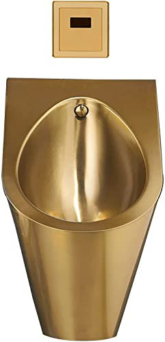 CQIKRWGWS Produits ménagers Urinoir à rinçage Automatique Mural Urinoir pour Hommes en Acier Inoxydable avec Valve de Siphon et rinçage par Induction Urinoir doré sans Contact avec rinçage D