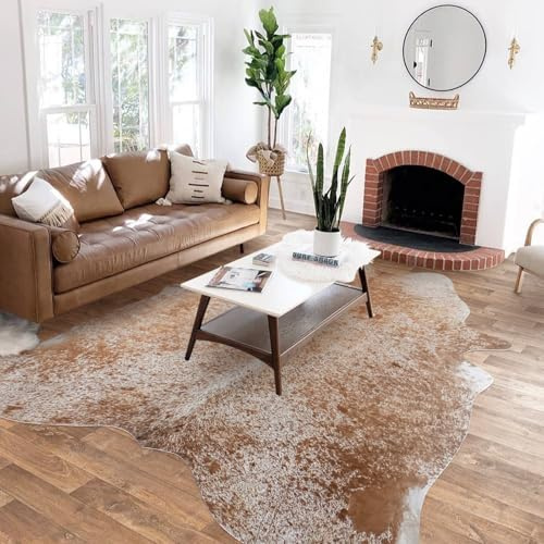 BennyRug Faux Cowhide Rug Large 8x10 – Soft Non-Slip Cow Hide Area Rug Western Animal Print Rug for Living Room, Bedroom & Dining Room – Realistic Cowhide Design Decor