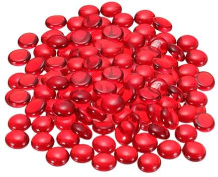 sourcing map Cuentas de vidrio para hogueras, mármoles de vidrio redondos de grava, guijarros reflectantes para decoración de acuarios, 1000 g, color rojo