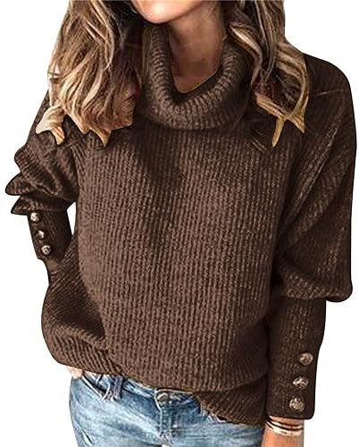 SDERG Women Sweaters Sweat Shirt for Women UK Ladies Jumpers Crew Jumpers Women UK Funnel Neck Jumper Long Ladies Jumpers Cable Jumpers for Women UK Sunday Feel Good Knit Jumpers
