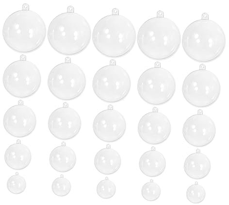 CIMAXIC 25st DIY Badebombenform Befüllbarer Ball Klare Weihnachtskugel Klare Ornamente Zum Basteln Befüllbar Füllbarer Kugelschmuck Aus Kunststoff Partydekorationen Transparent Abs
