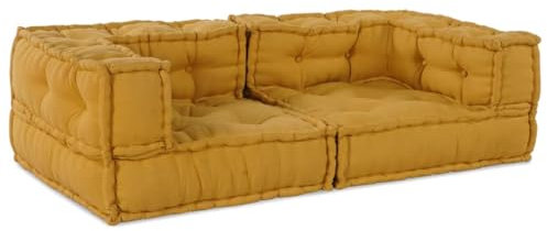 vidaXL Sofá Modular de 2 plazas de Tela Amarillo 140x70x36, sofá, sofá Convertible, sofá de Tela, sofá Modular, cojín de palets, sofá de Suelo, sofá