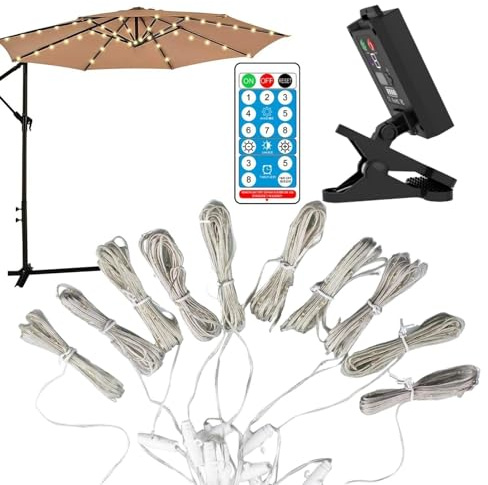 Parasol Light Solar Umbrella, Outdoor Solar Cord, High Brightness, 8 Modes, Holiday Light Decoration, Garden Bridge Landscaping