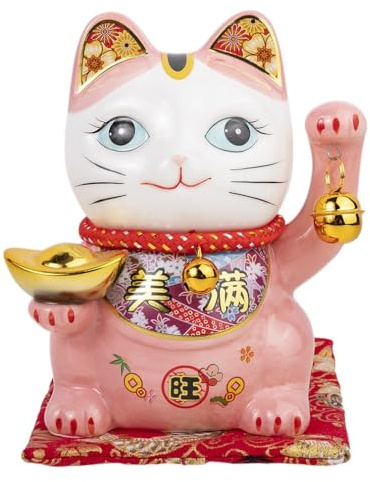lachineuse Katze des GLÜCKS und des GLÜCKS – Die japanische Maneki Neko – Rosa – Sparschwein – Japanisches Dekorationsobjekt – Japanische asiatische Geschenkidee, 0,3 Kg
